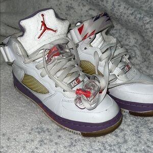 Jordan Nike Air AF-1 size 3.5 Youth White and Purple Sneakers